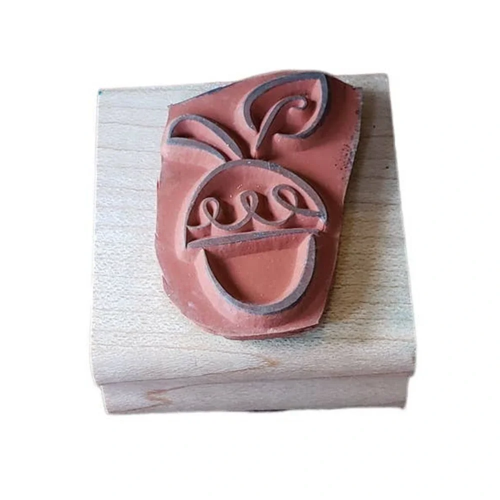 Stampin Up Autumn Fall Acorn Wood Mounted Rubber Stamp